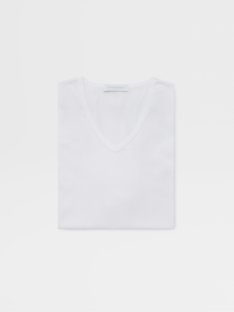 White Cotton V-Neck T-Shirt